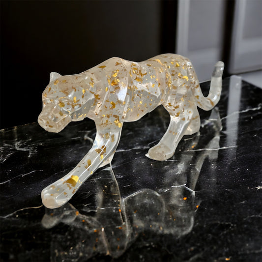 SUPERLUXE GOLDEN FLAKED GLASS LEOPARD